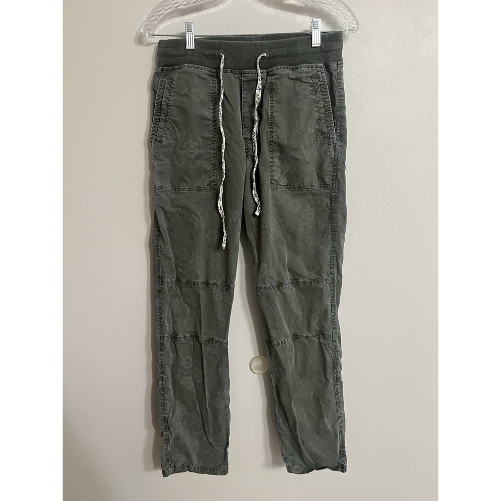 Sundance Flower Print Green Cotton Blend Drawstring Carpenter Pants 4